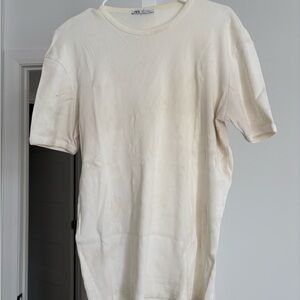 Zara Men's Off-White Short Sleeve Tee
